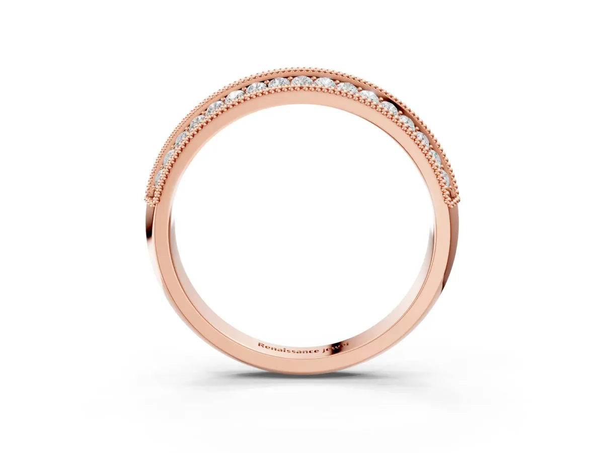Pavé Round Diamond Milgrain Eternity Band Rose gold