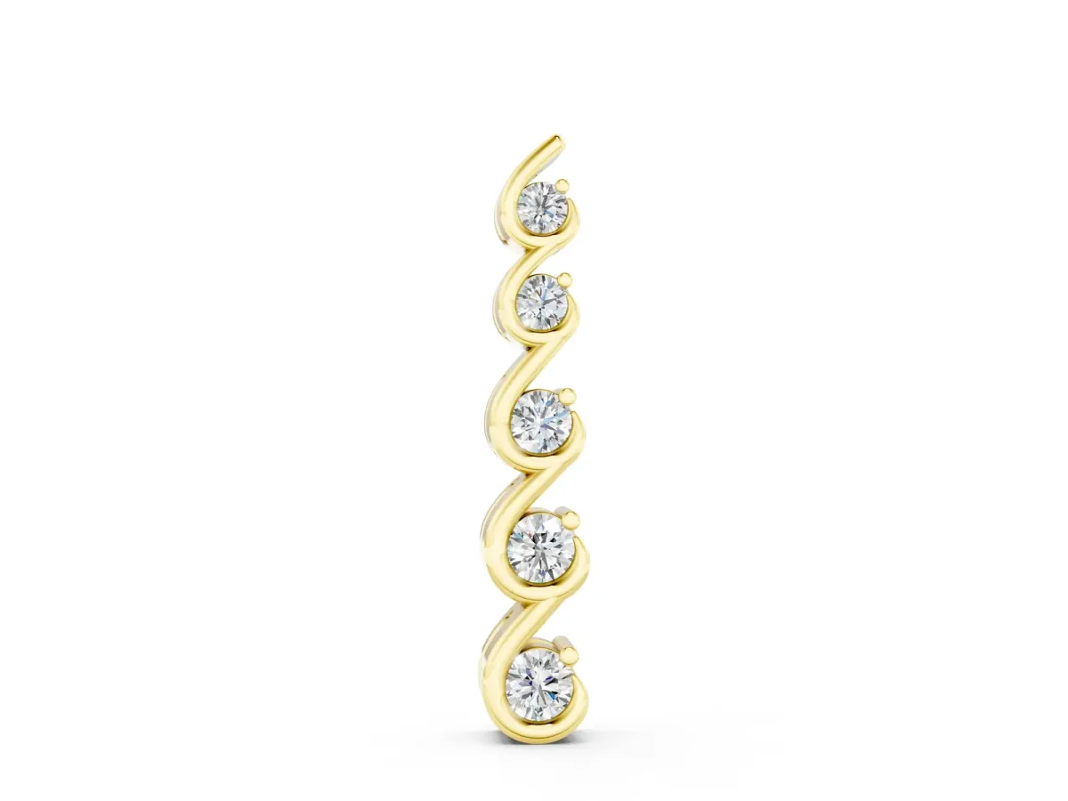 Round Diamond S-Curve Prong Pendant Yellow gold