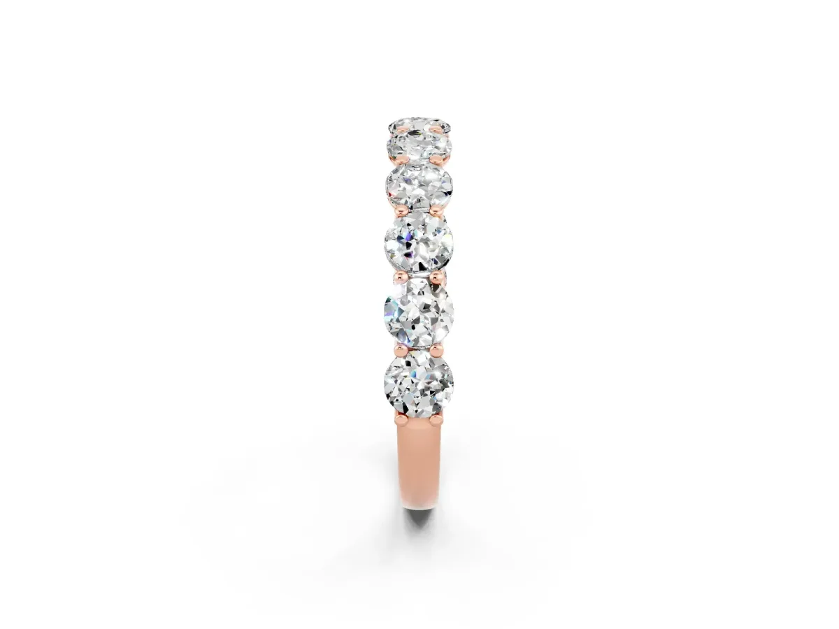 Round Moissanite Shared Prong Eternity Band Rose gold