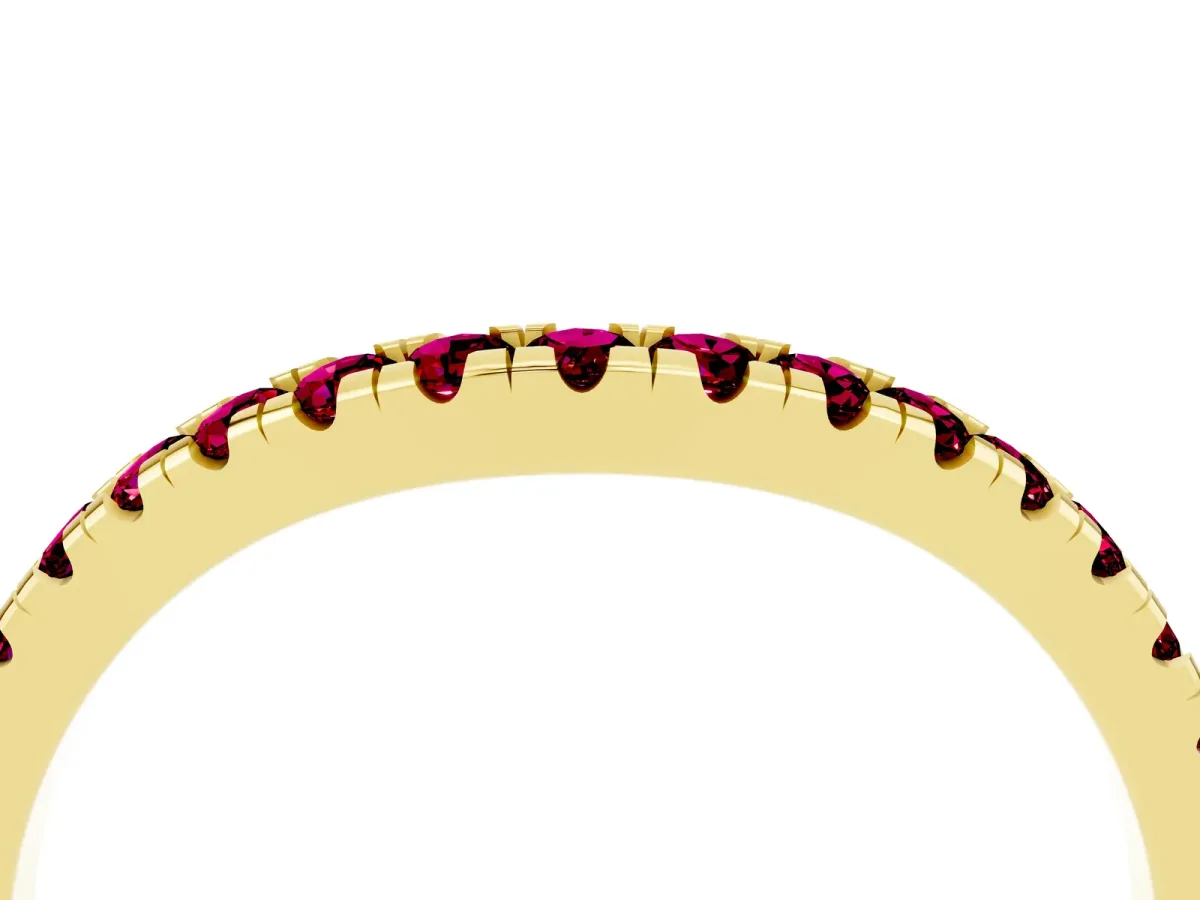 Garnet Pavé Curved Wedding Band Yellow gold