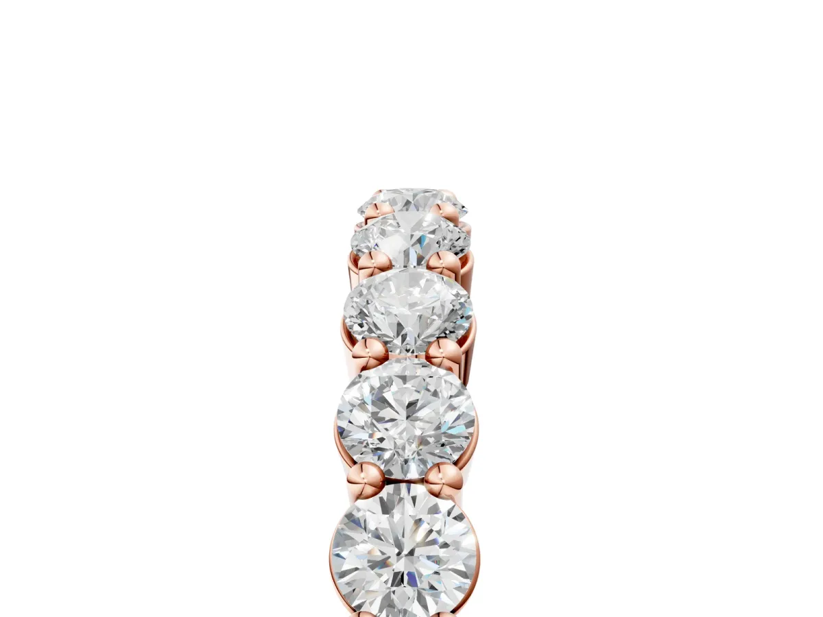 Round Diamond Half Eternity Band with Prong Setting Rose gold