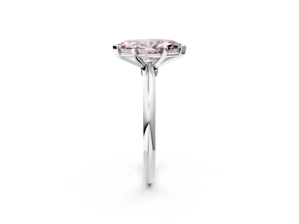 Fancy Pink Marquise Cut Diamond Solitaire Ring with Six-Prong Setting and Classic Band Silver