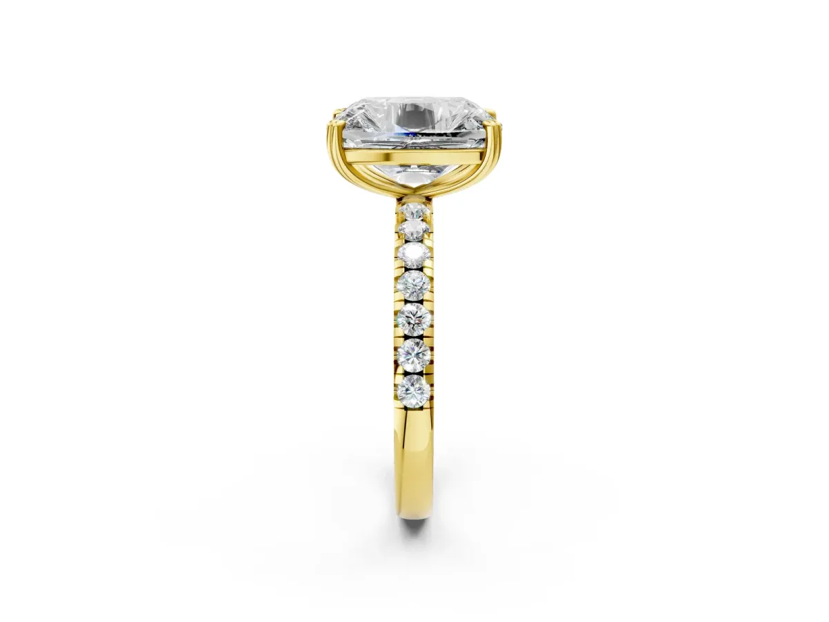 Old Mine Elongated Cushion Diamond Pave Band Ring Yellow gold