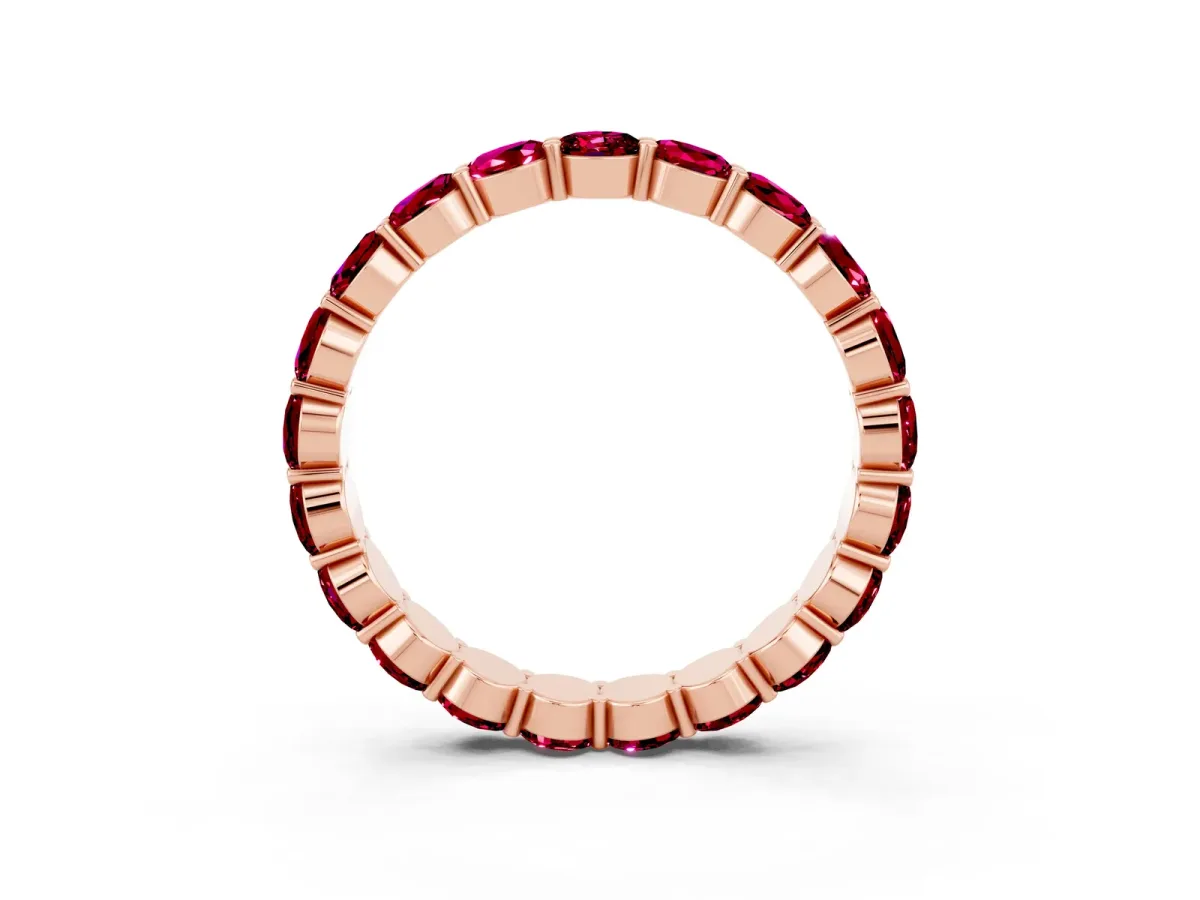 Round Garnet Eternity Band with U-Prong Setting Rose gold