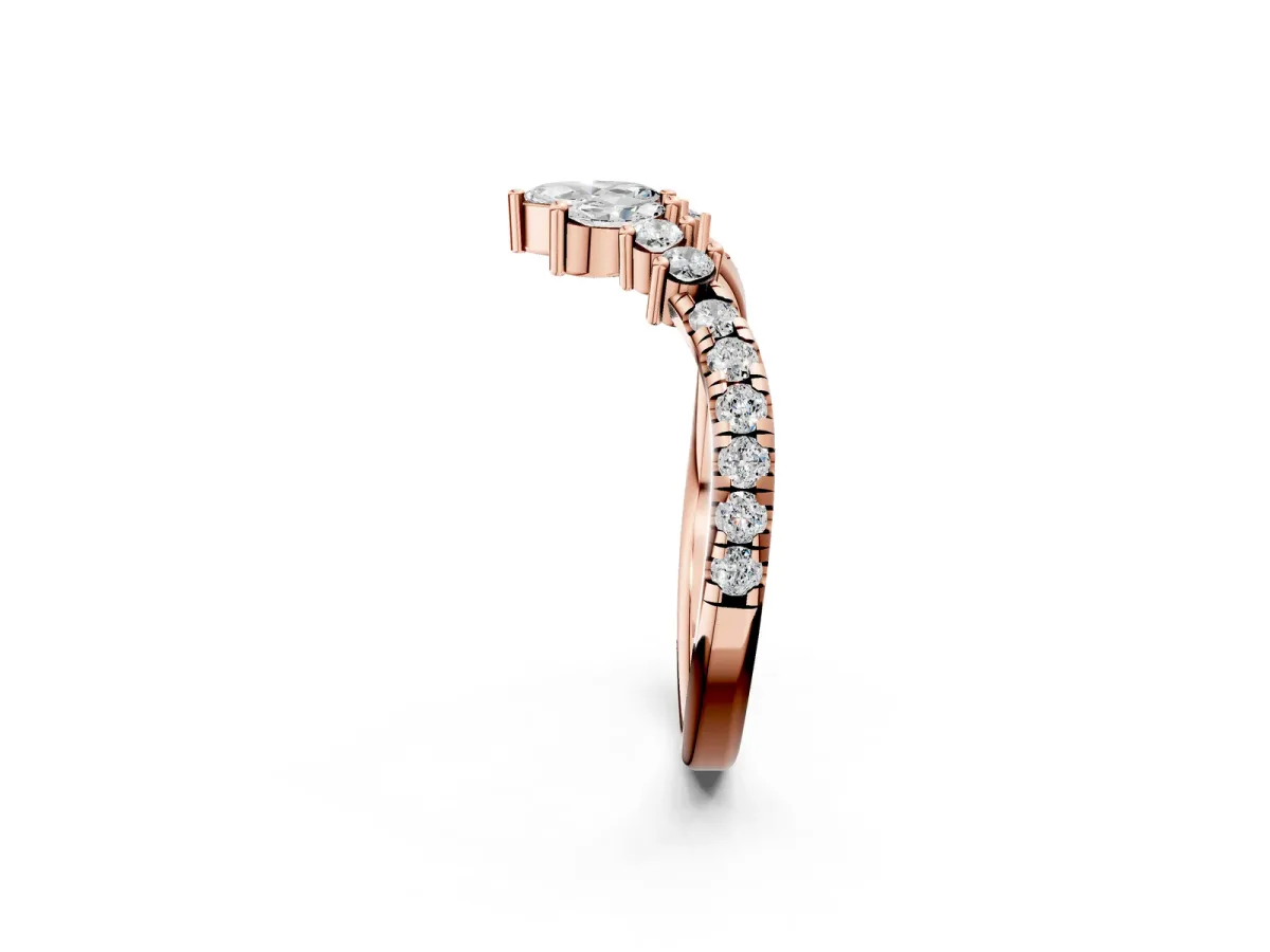 Chevron Marquise and Round Diamond Open Band with Prong Setting Rose gold