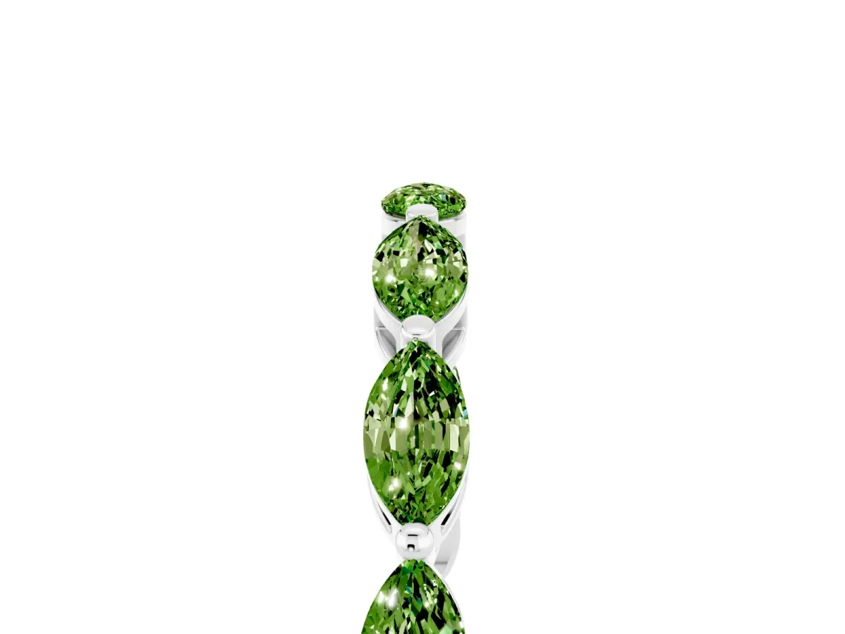 Marquise Peridot Eternity Band with U-Prong Setting White gold
