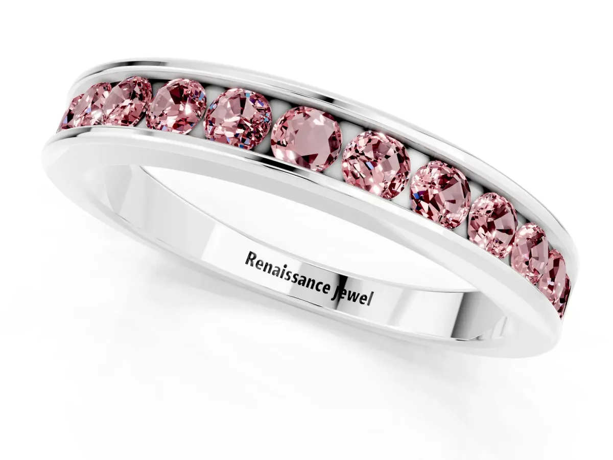 Channel Set Round Morganite Eternity Band Platinum