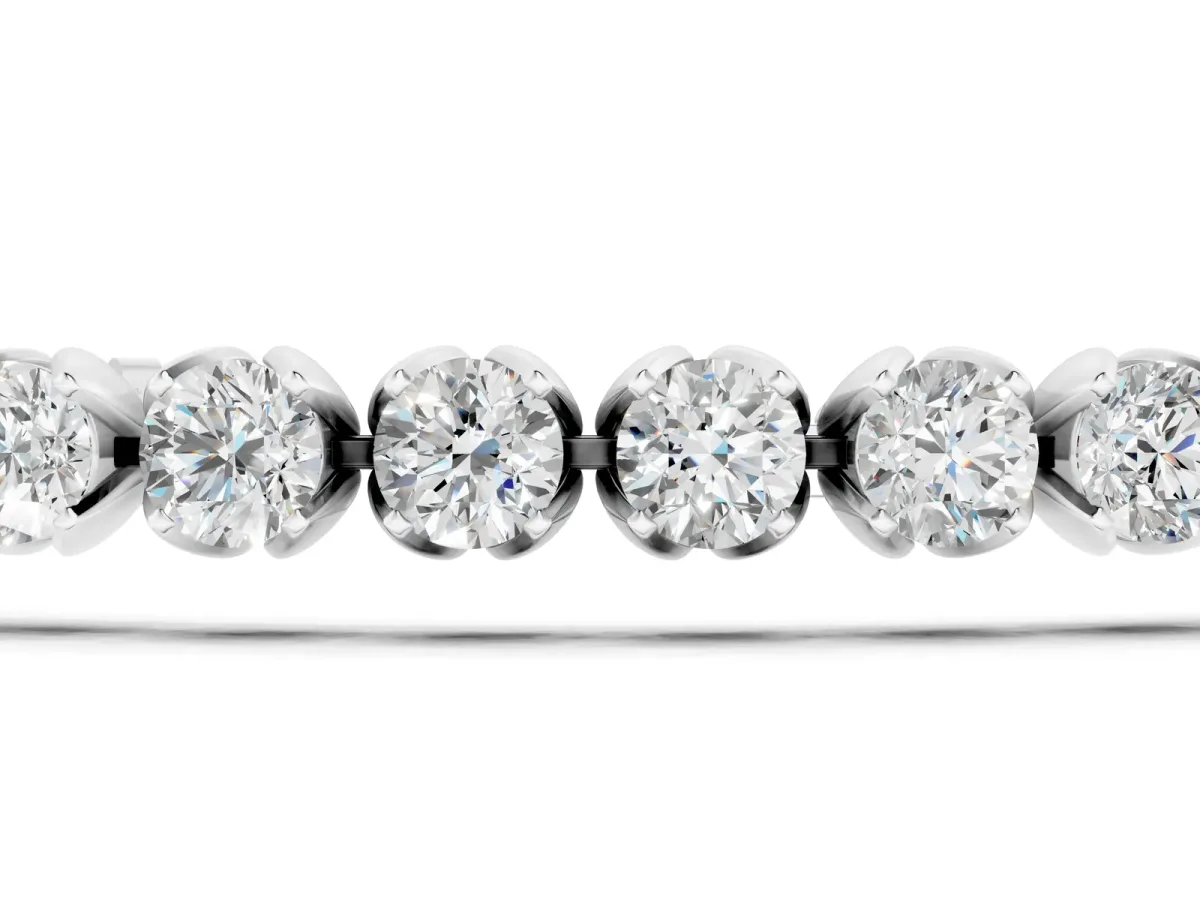 Round Cut Diamond Tennis Bracelet with Claw Prong Setting Silver