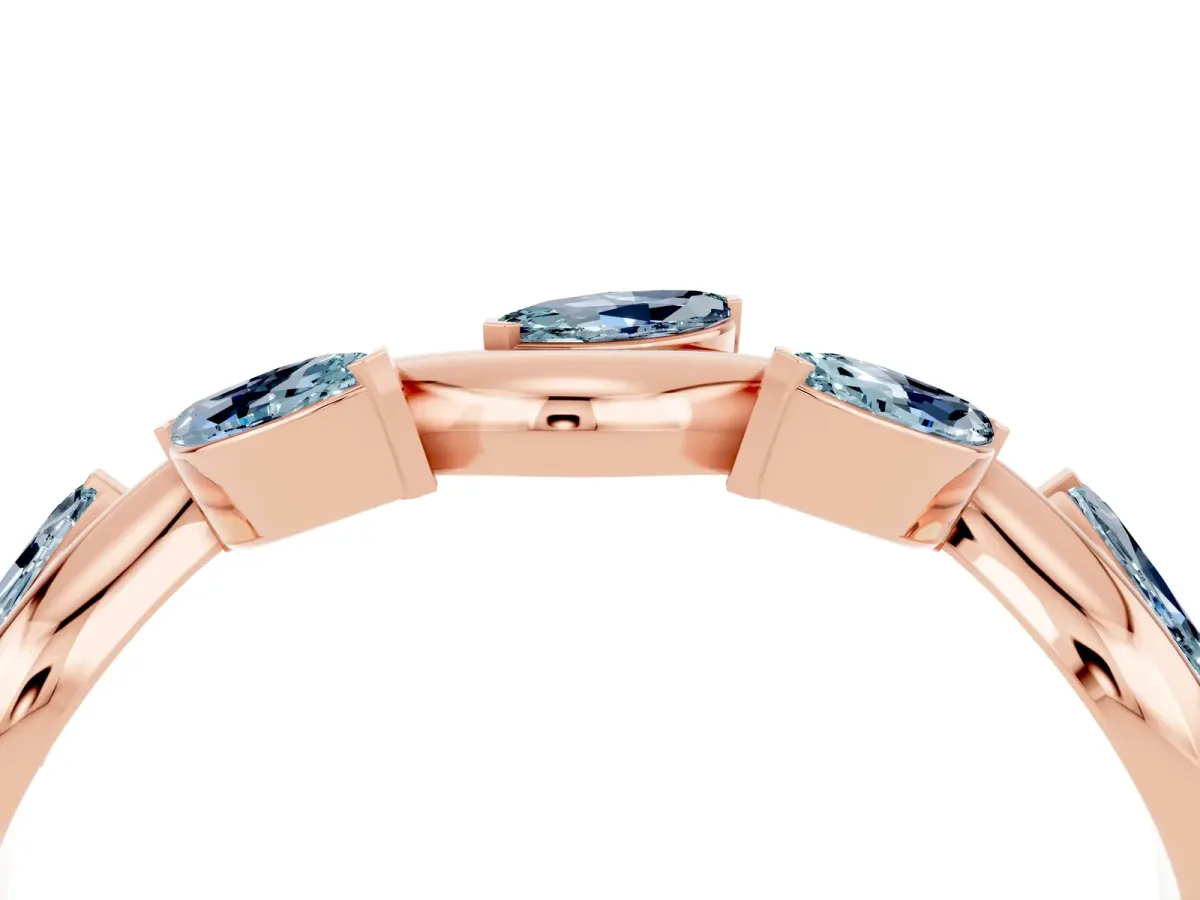Marquise Aquamarine Twisted Band with Prong Setting Rose gold