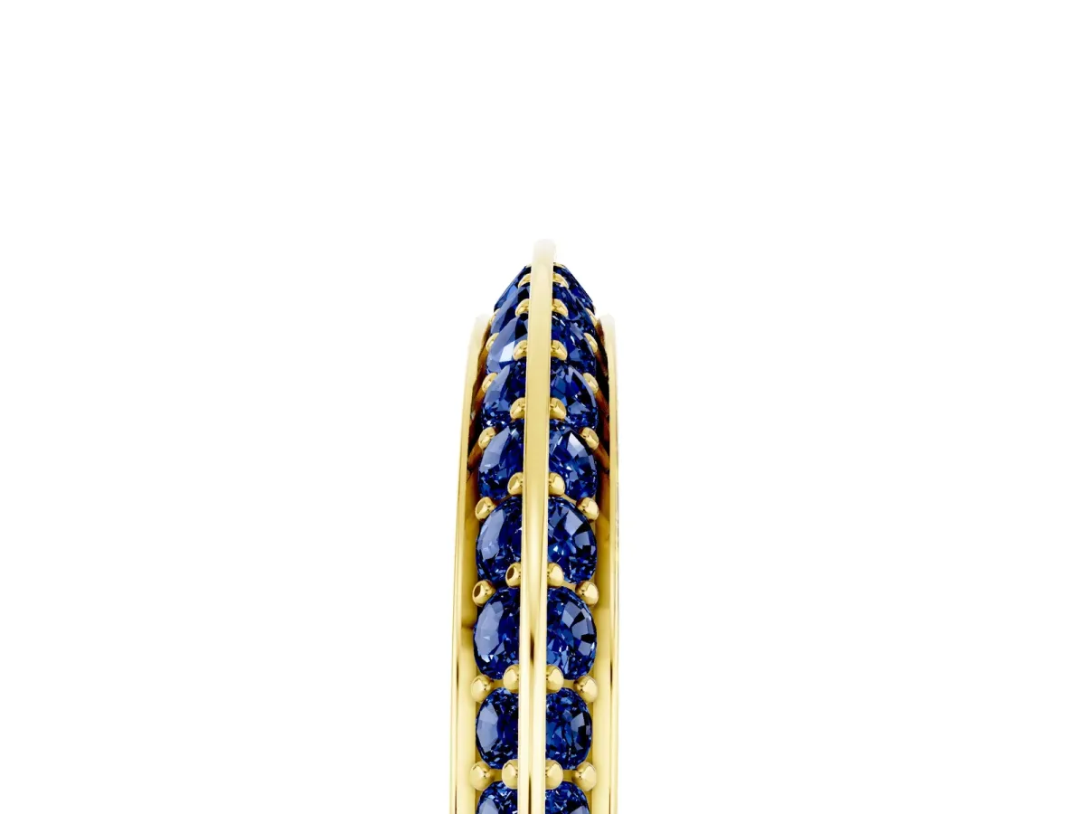 Double Row Pavé Round Blue Sapphire Eternity Band with Channel Setting Yellow gold