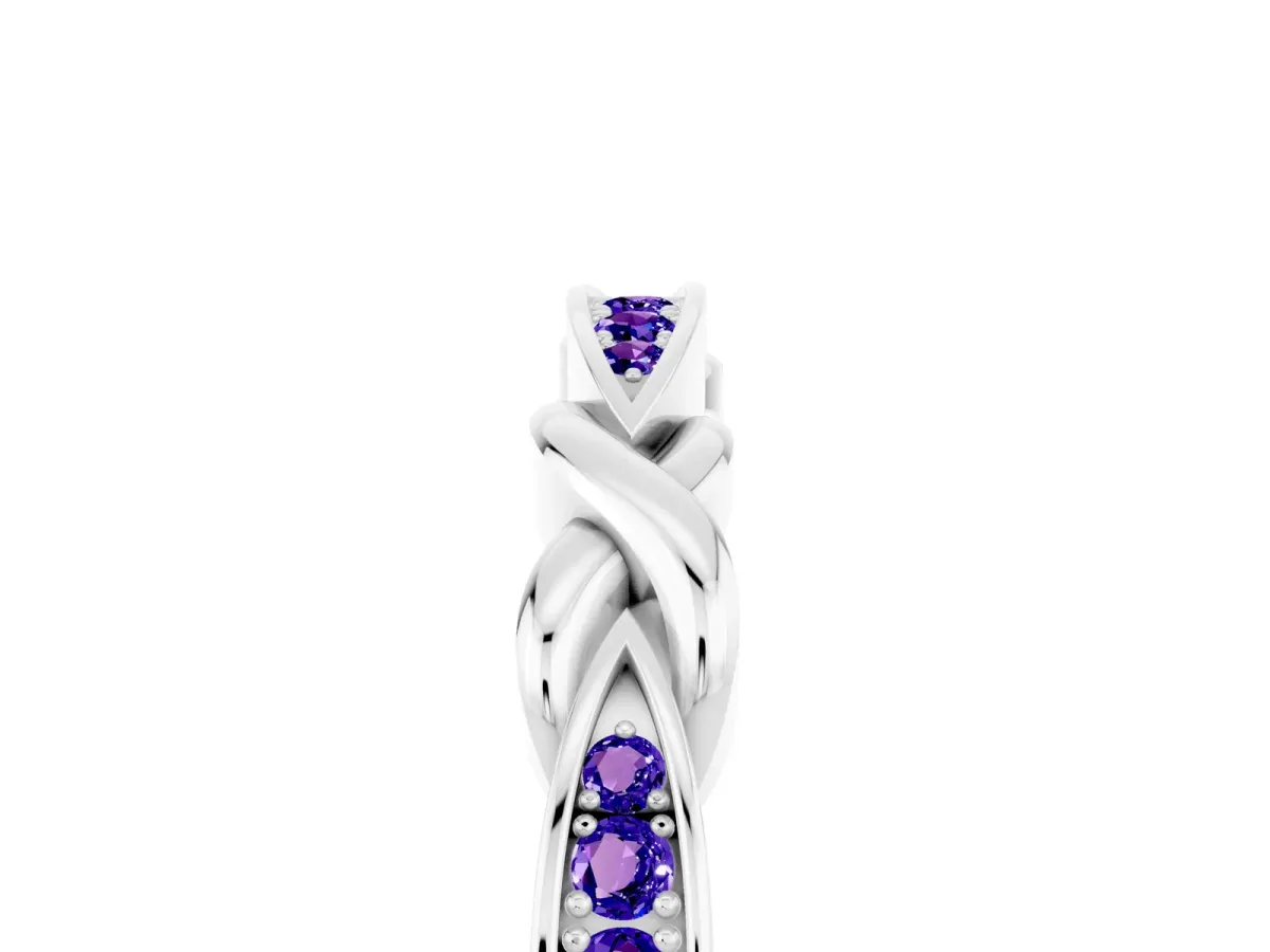 Twisted Marquise Tanzanite Pavé Band with Shared Prong Setting Platinum