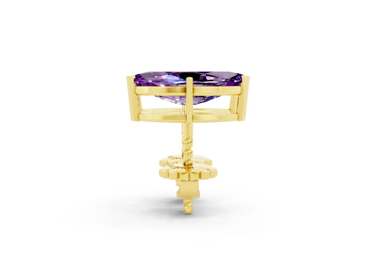 Marquise Cut Amethyst Stud Earrings Yellow gold