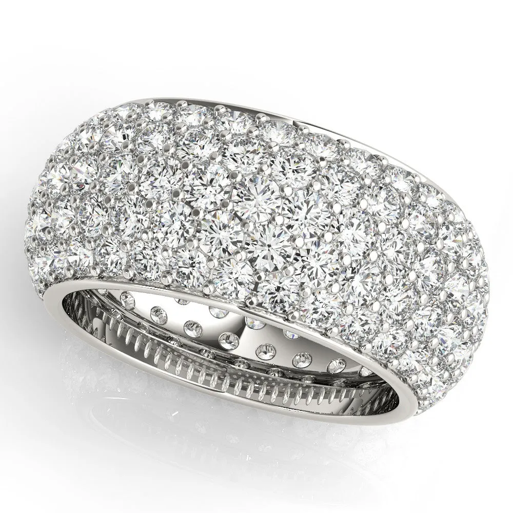 Pavé Round Diamond Wide Band with Micro-Prong Setting Silver