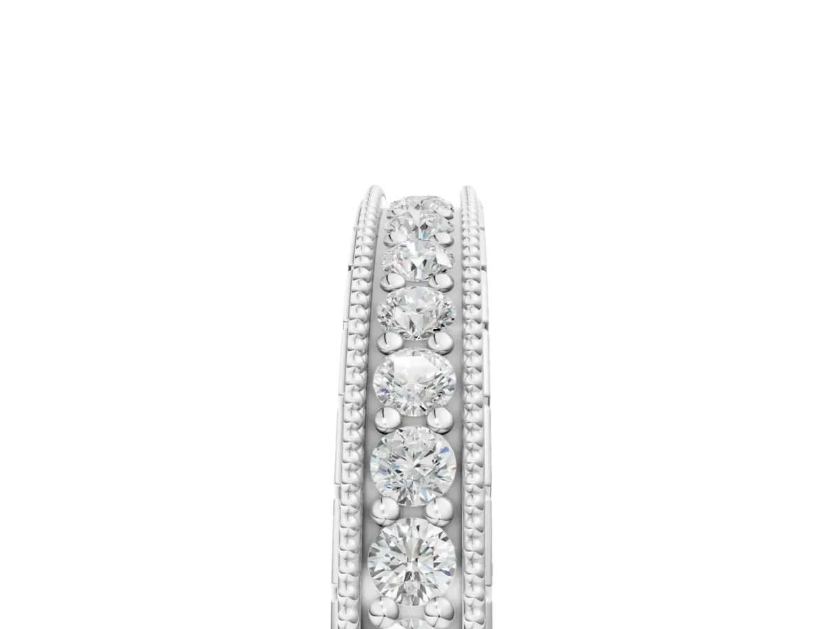 Round Cut Diamond Milgrain Bezel Set Eternity Band Platinum