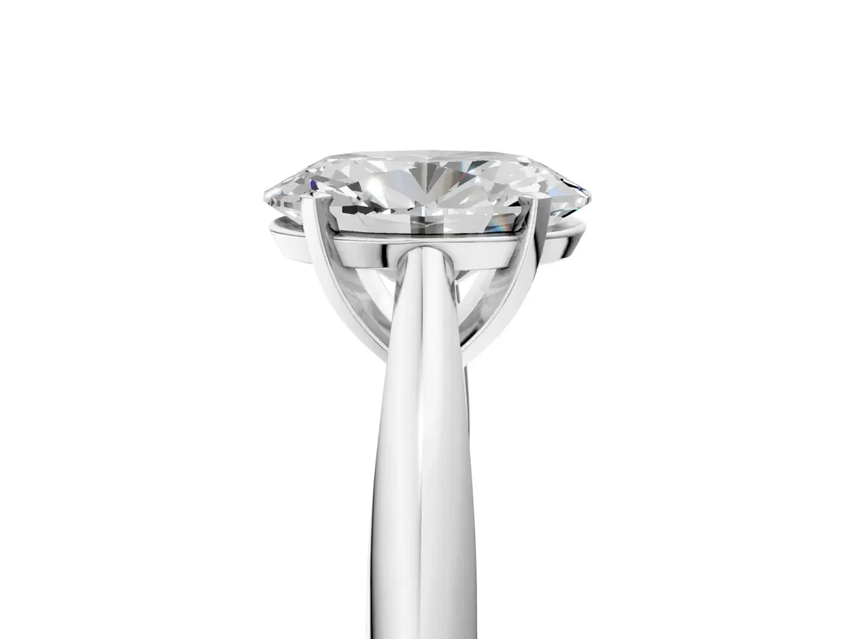 Oval Cut Diamond Solitaire Engagement Ring with Cathedral Setting and Four-Prong Mount White gold