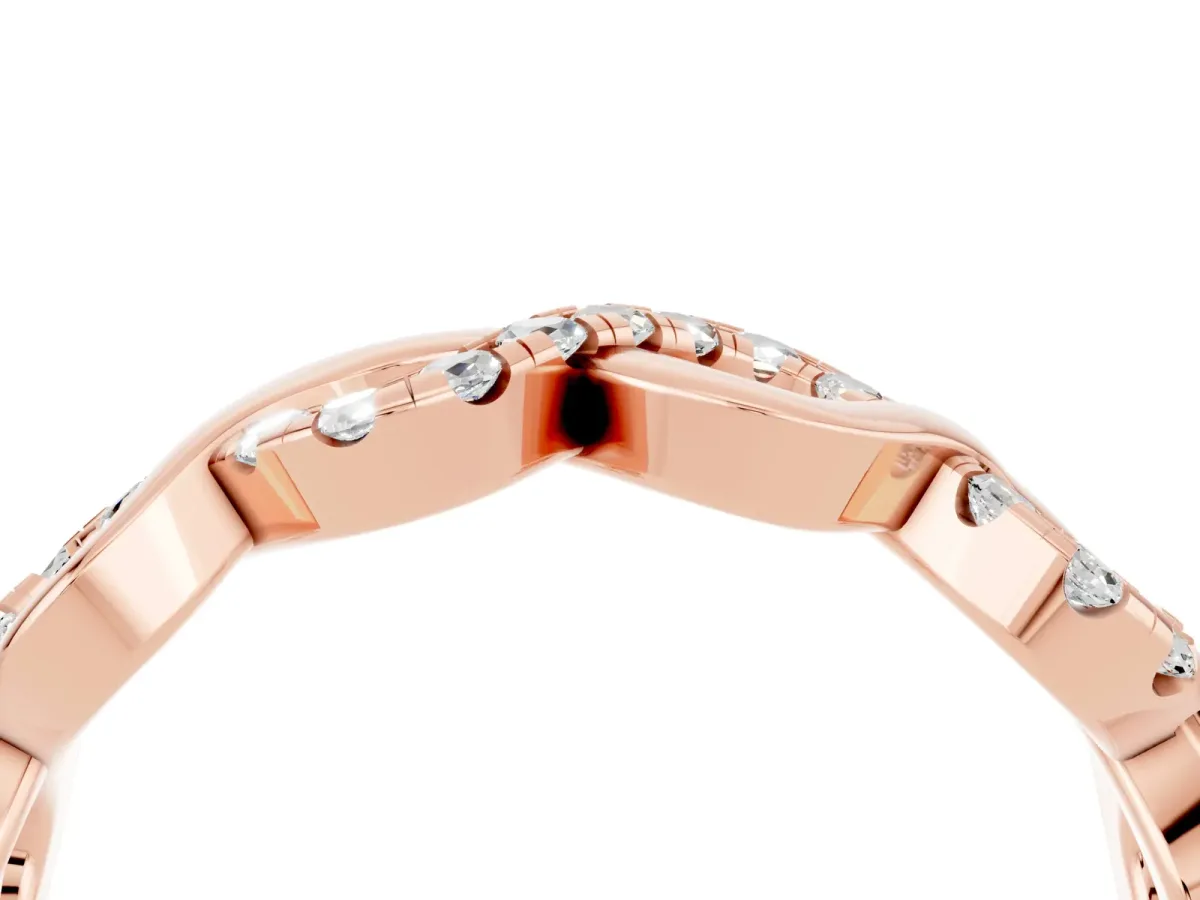 Twist Infinity Round Moissanite Band with Pavé Setting Rose gold