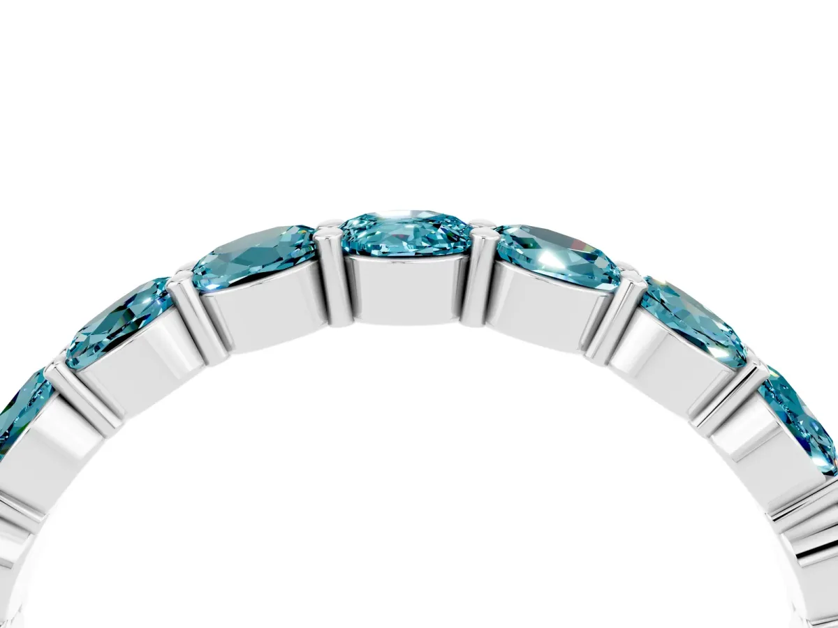 Round Blue Topaz Eternity Band with U-Prong Setting Platinum
