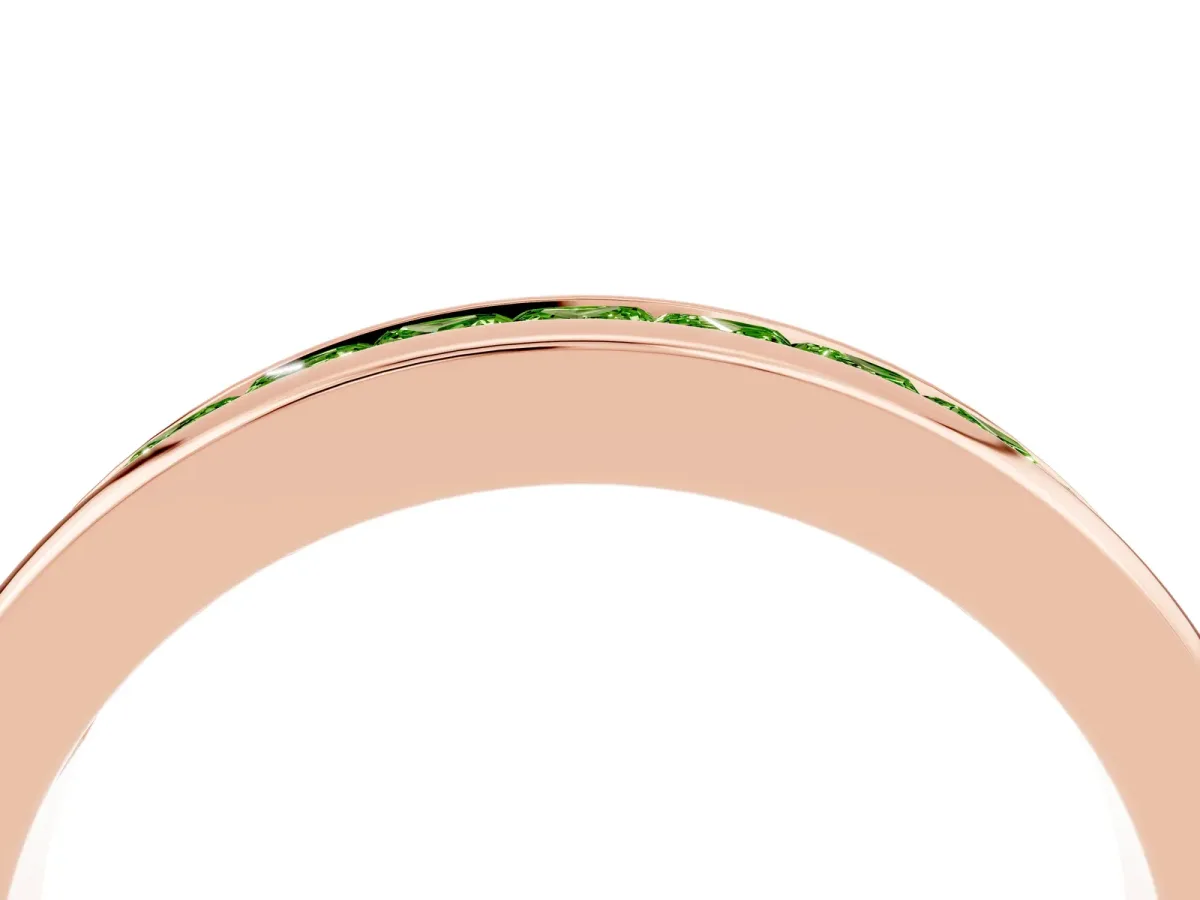 Channel Set Princess Cut Peridot Eternity Band Rose gold