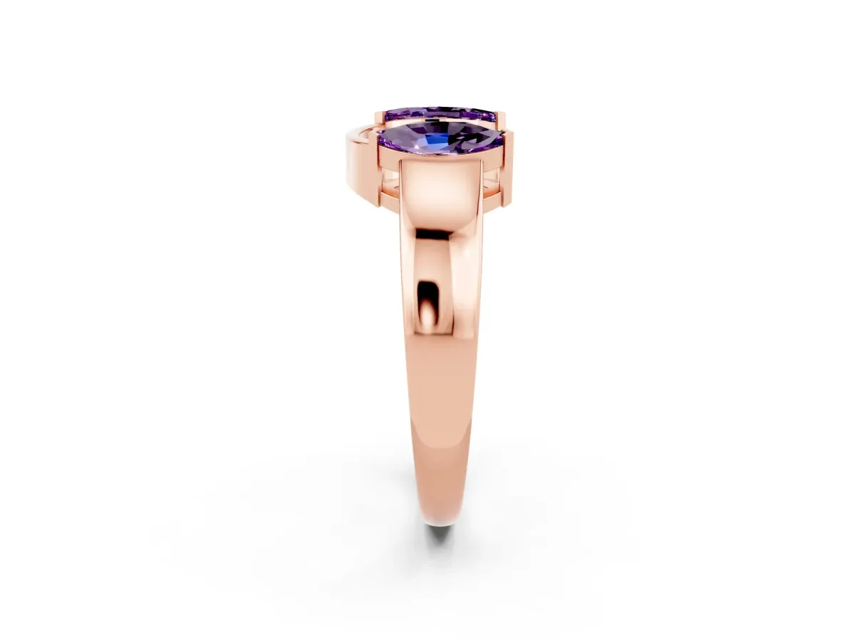 Marquise Amethyst Open Band Ring with Tension Setting Rose gold