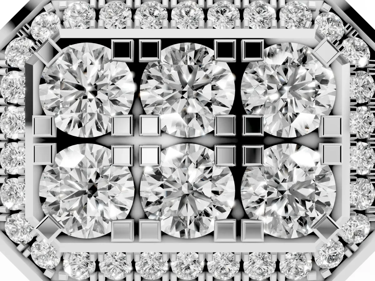 Round Diamond Cluster Halo Mens Ring White gold
