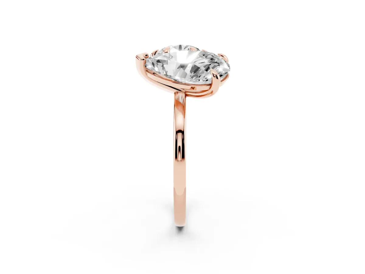 Round and Pear Toi Moi Ring with Prong Setting and Plain Band Rose gold