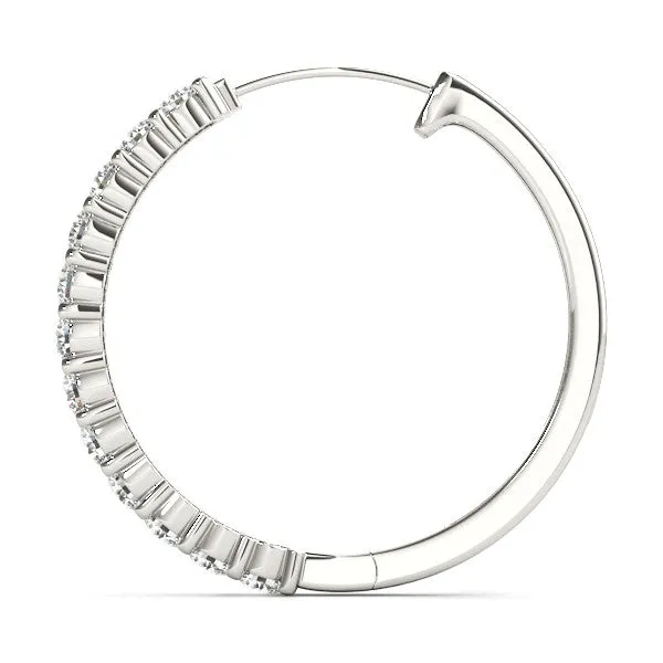 Round Diamond Hoop Earrings with Prong Setting White gold