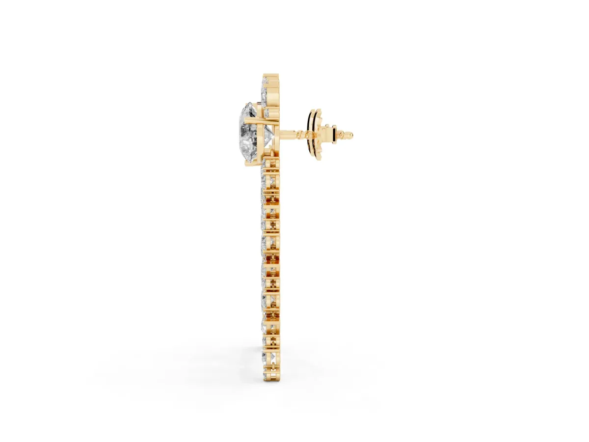 Pear Diamond Drop Earrings with Trilliant Diamond Cascades Yellow gold