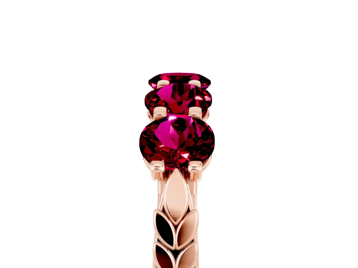 Five-Stone Round Garnet Prong-Set Band Rose gold