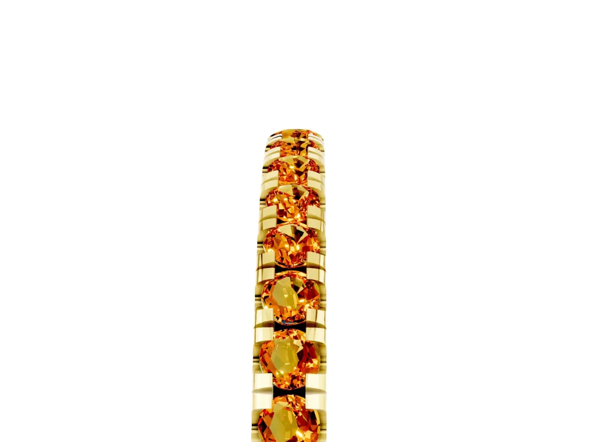 Pavé Round Citrine Half Eternity Band with Shared Prong Setting Yellow gold