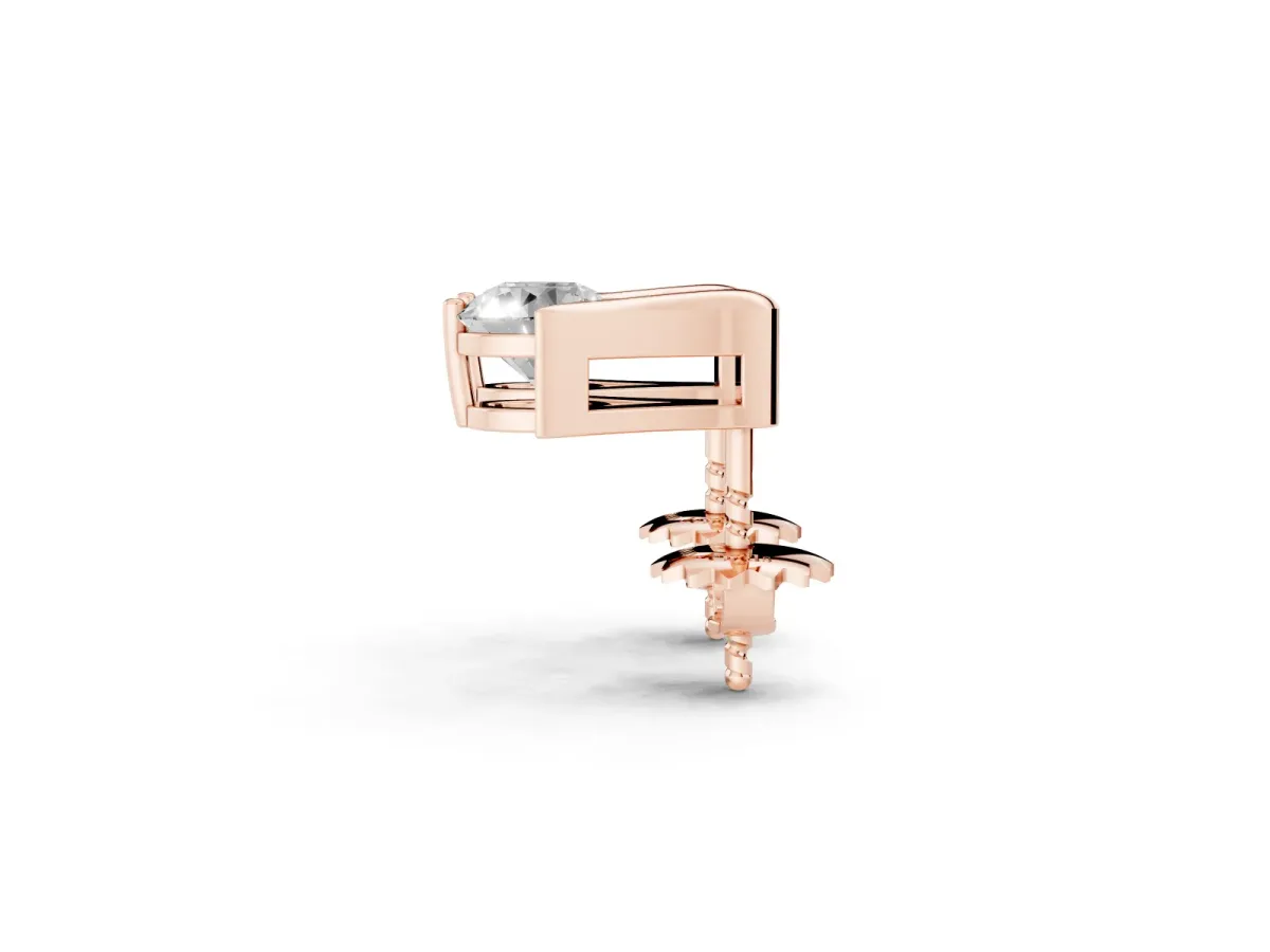 Round Diamond Inverted V Stud Earrings Rose gold
