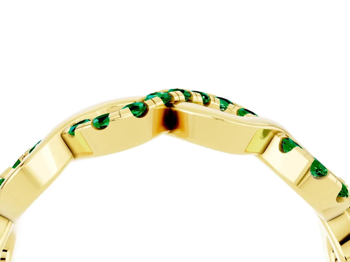 Twist Infinity Round Emerald Band with Pavé Setting Yellow gold