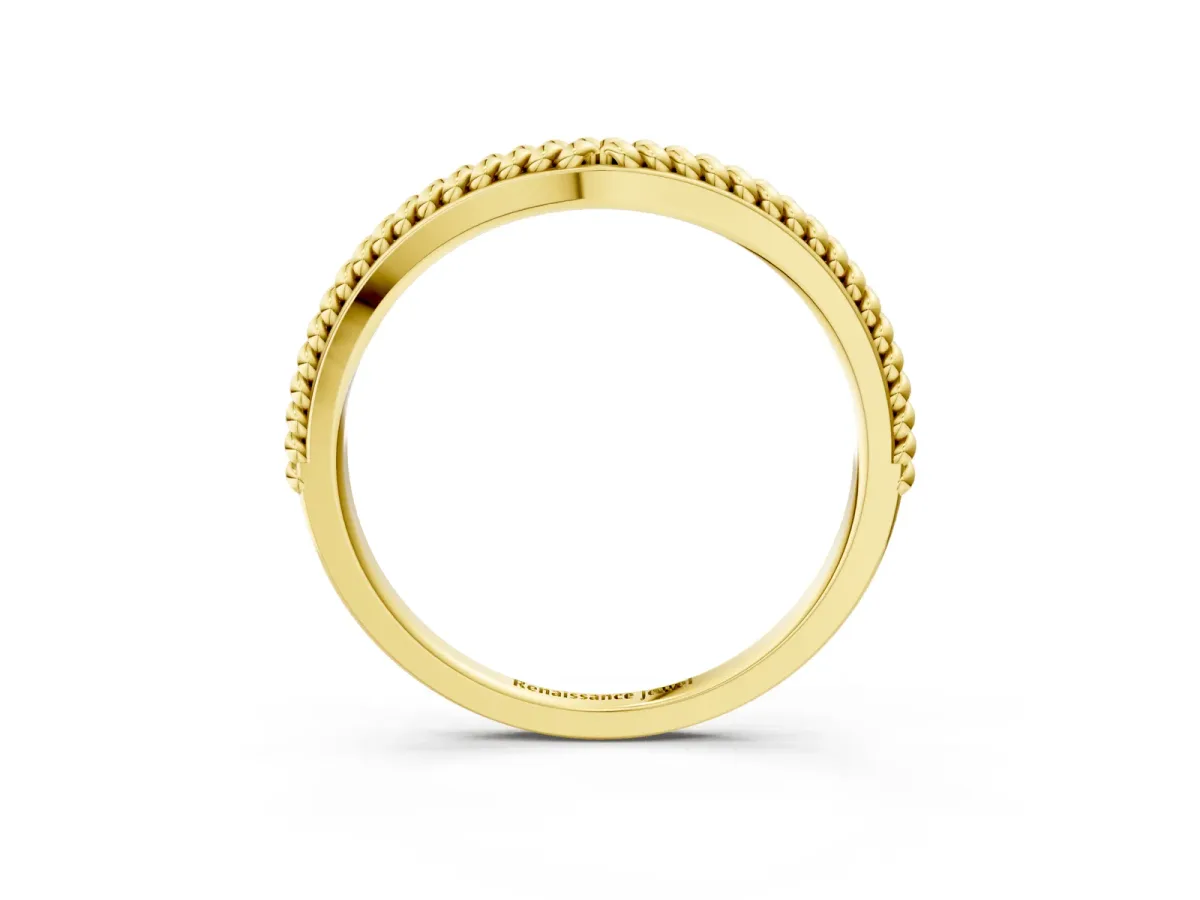 Braided Milgrain White Gold Contour Band Yellow gold