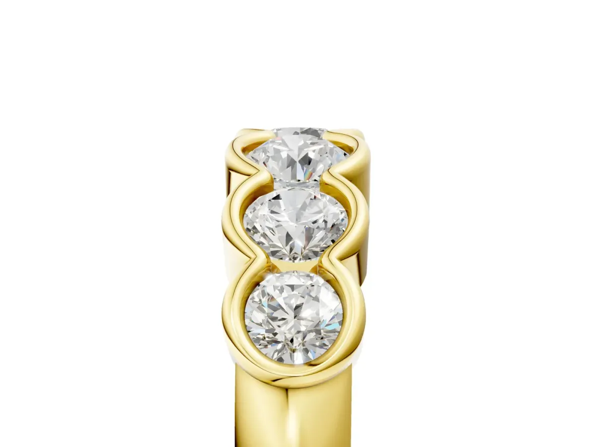 Round Diamond Scalloped Bezel Set Eternity Band Yellow gold
