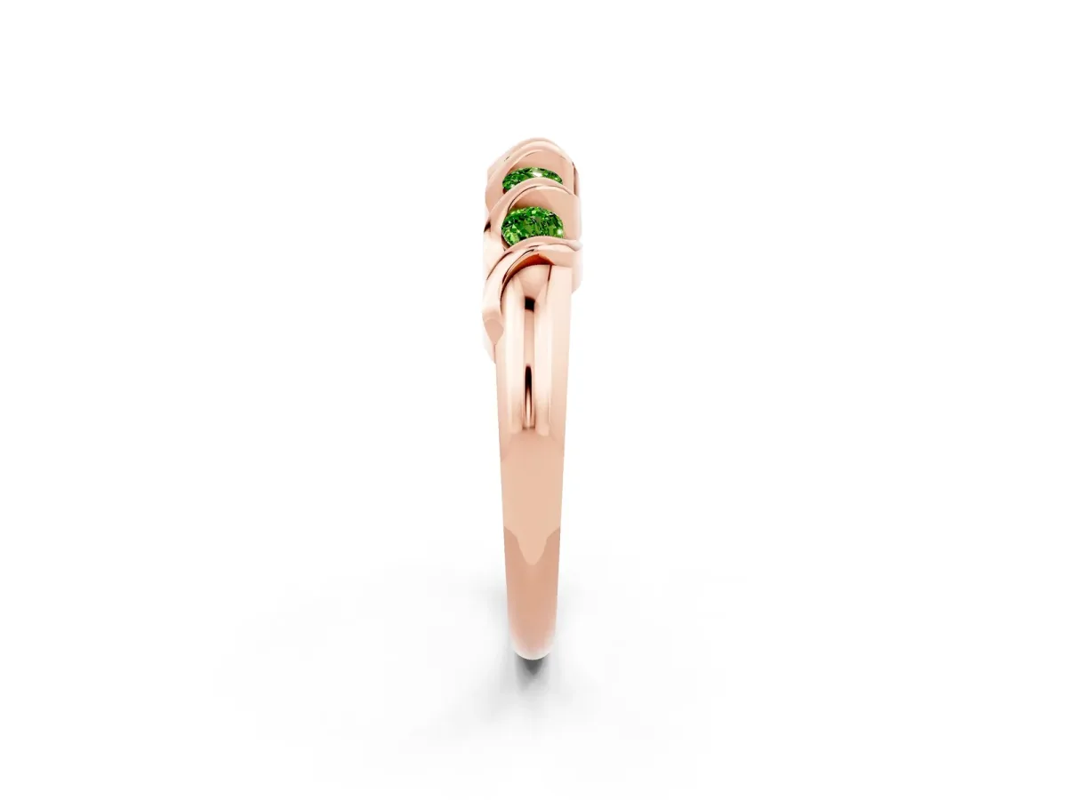 Round Peridot Eternity Band with Twist Prong Setting Rose gold