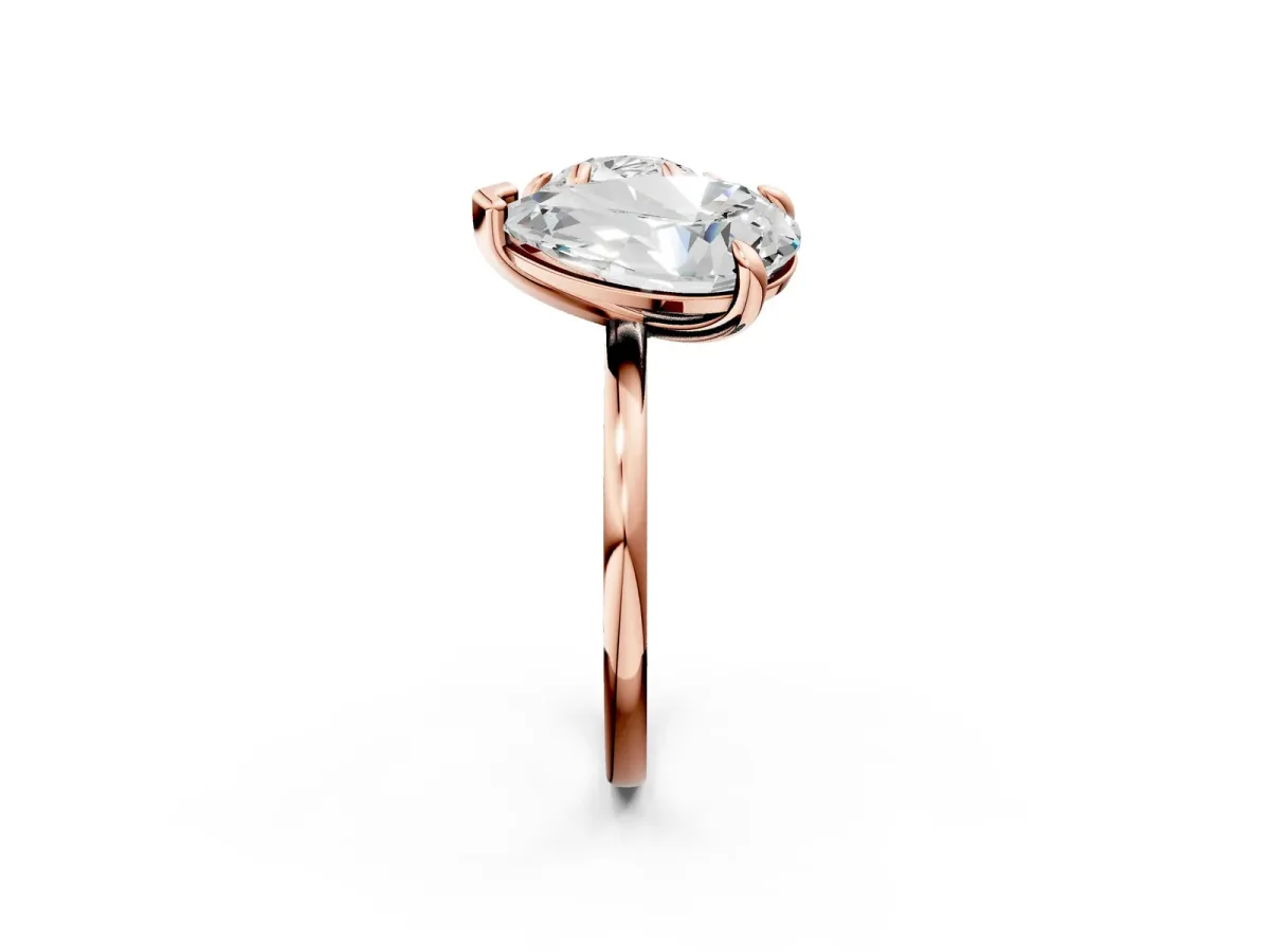 Round and Pear Toi Moi Ring with Prong Setting and Plain Band Rose gold