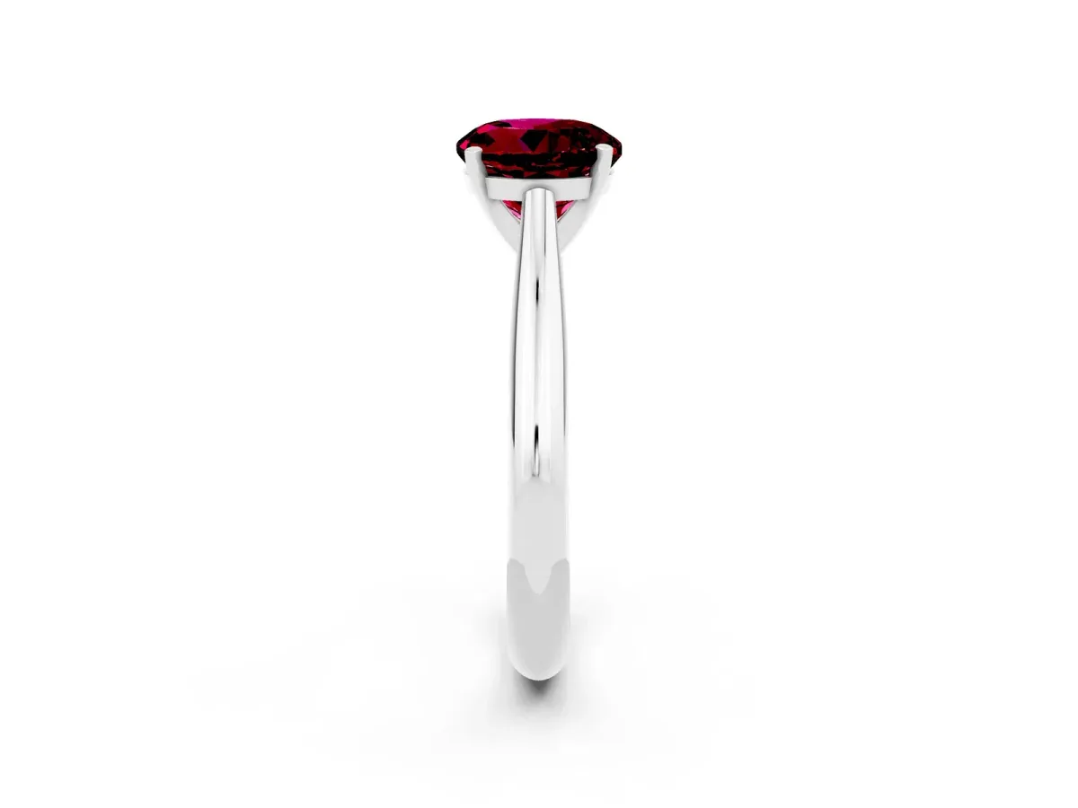Round Cut Garnet Solitaire Engagement Ring with Cathedral Setting and Four-Prong Mount White gold