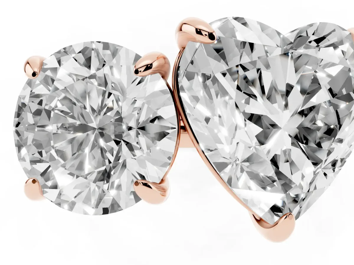 Round and Heart Toi Moi Ring with Prong Setting and Plain Band Rose gold