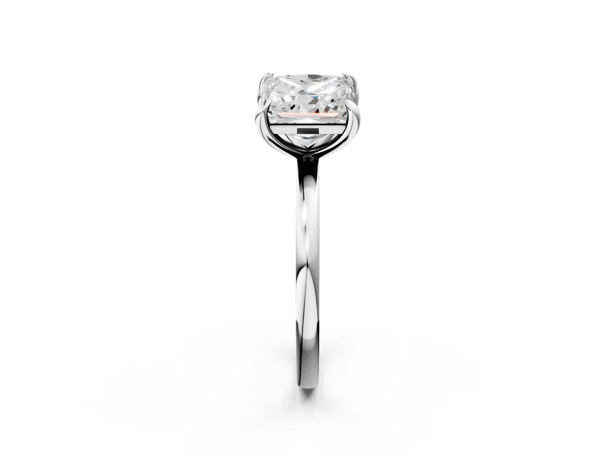 Radiant and Princess Toi Moi Ring with Prong Setting and Plain Band Silver