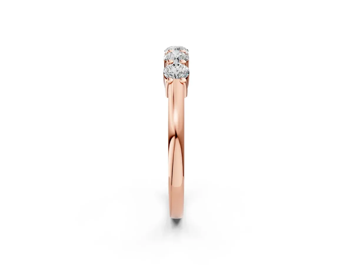 Round Cut Diamond Prong Set Half-Eternity Band Rose gold