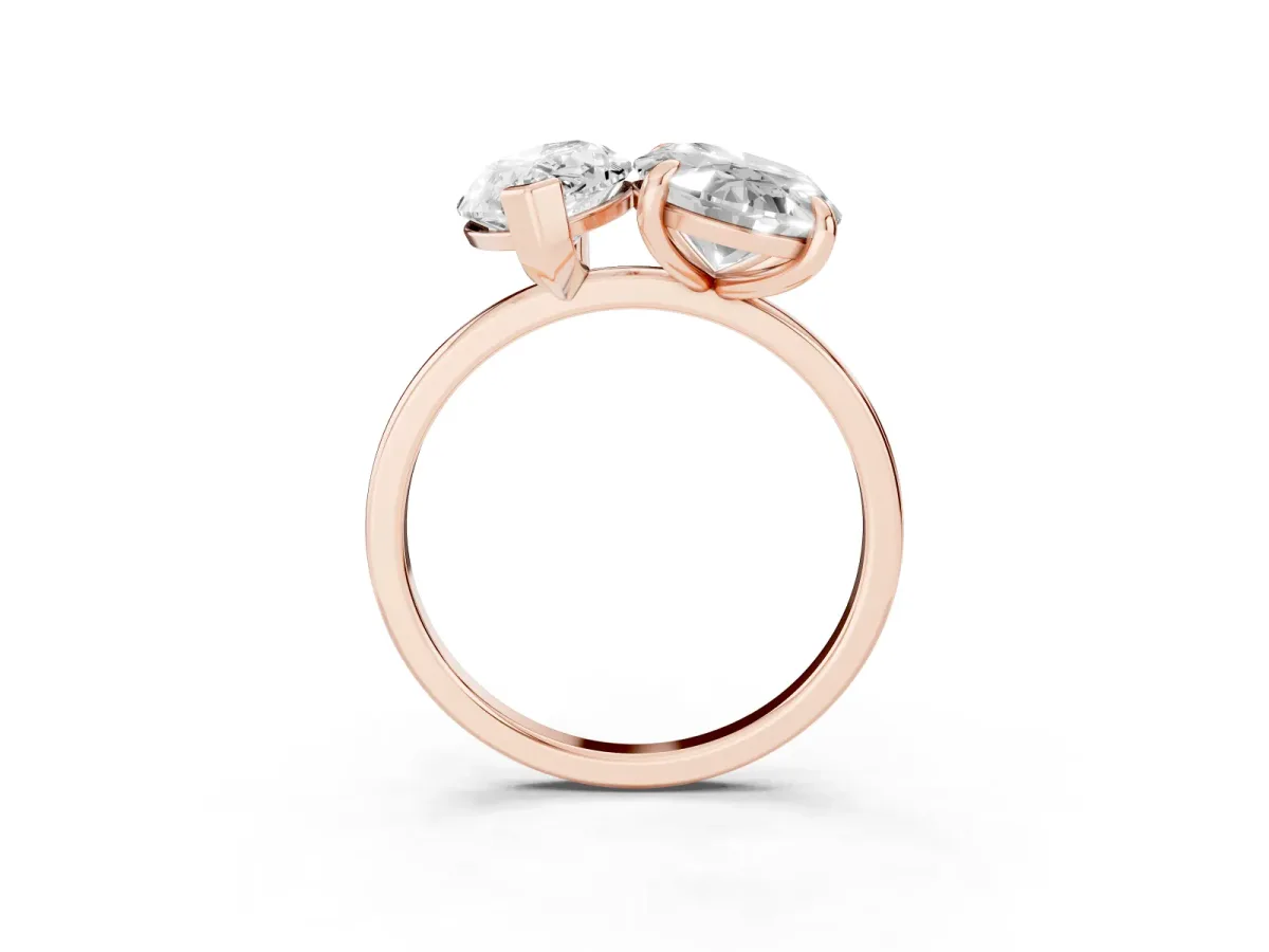 Oval and Marquise Toi Moi Ring with Prong Setting and Plain Band Rose gold