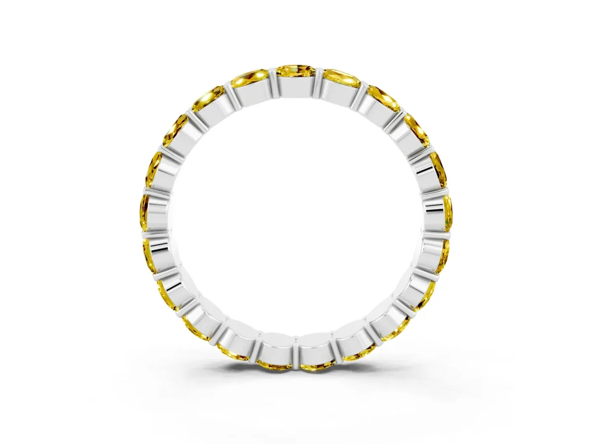 Round Yellow Sapphire Eternity Band with U-Prong Setting Platinum