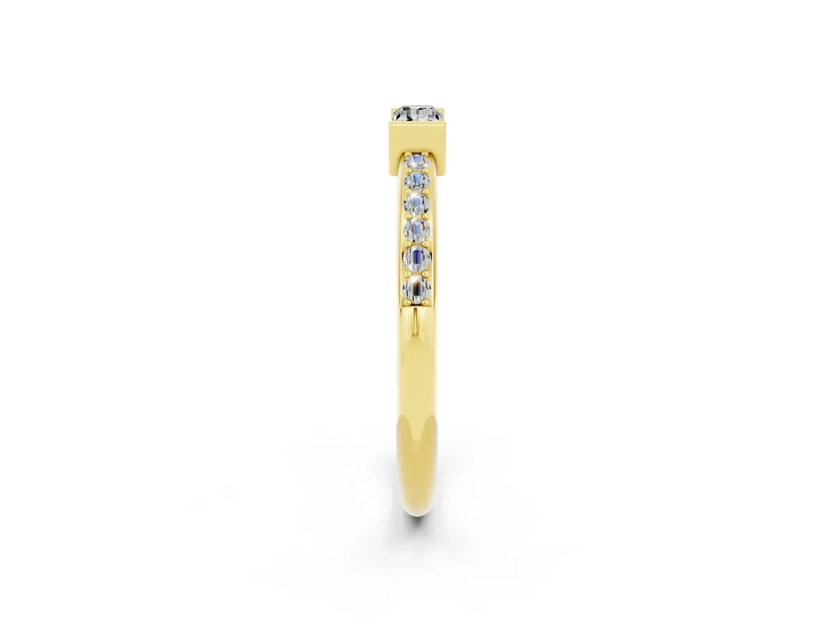 Baguette Moissanite Pavé Band with Bar Setting Yellow gold