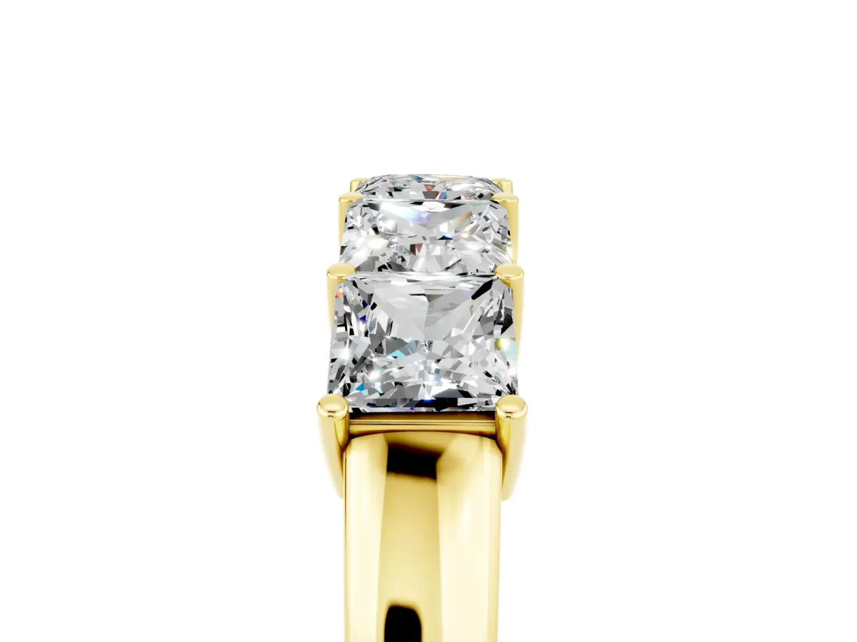 Princess Cut Five-Stone Moissanite Band with Prong Setting Yellow gold