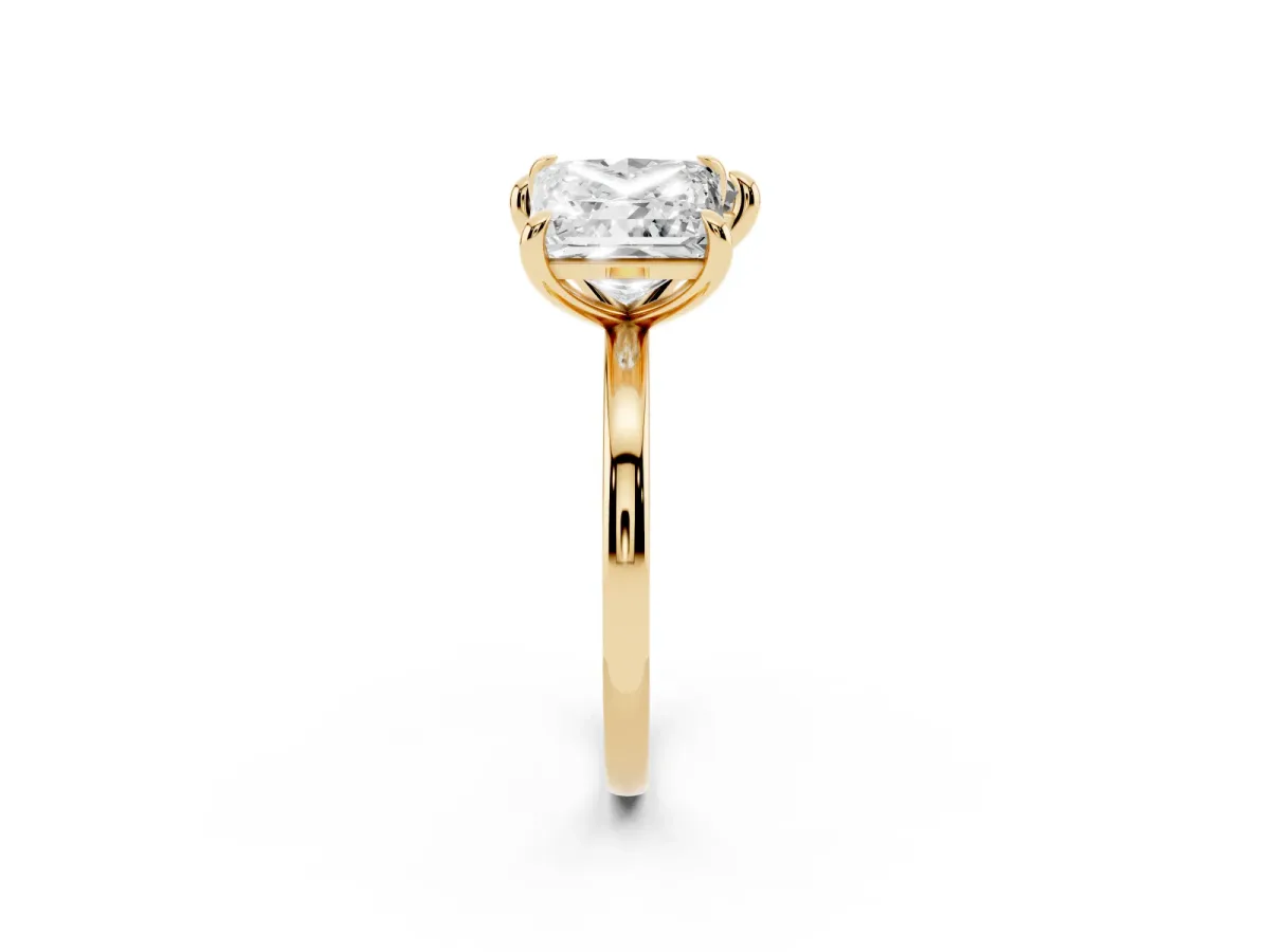 Heart and Princess Toi Moi Ring with Prong Setting and Plain Band Yellow gold