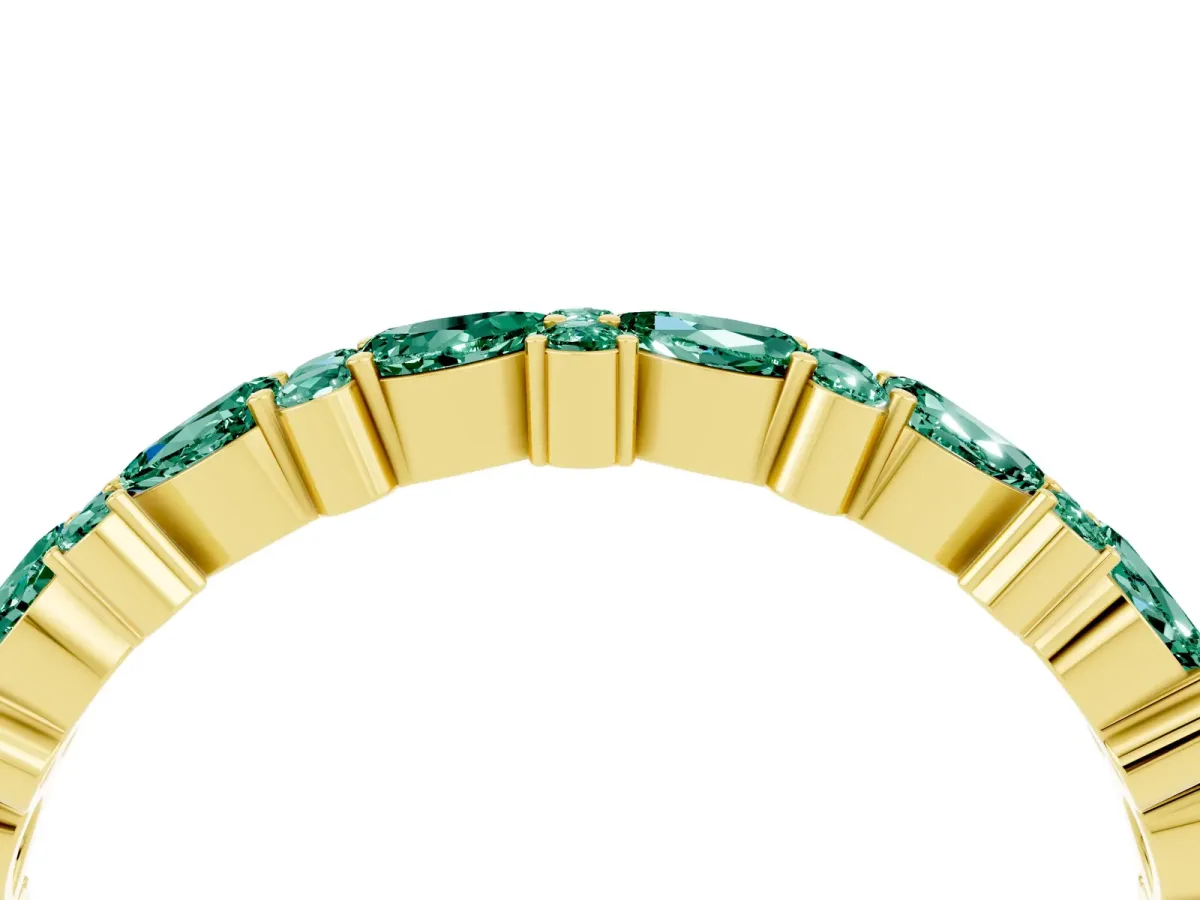 Pear and Round Green Sapphire Wedding Band Yellow gold