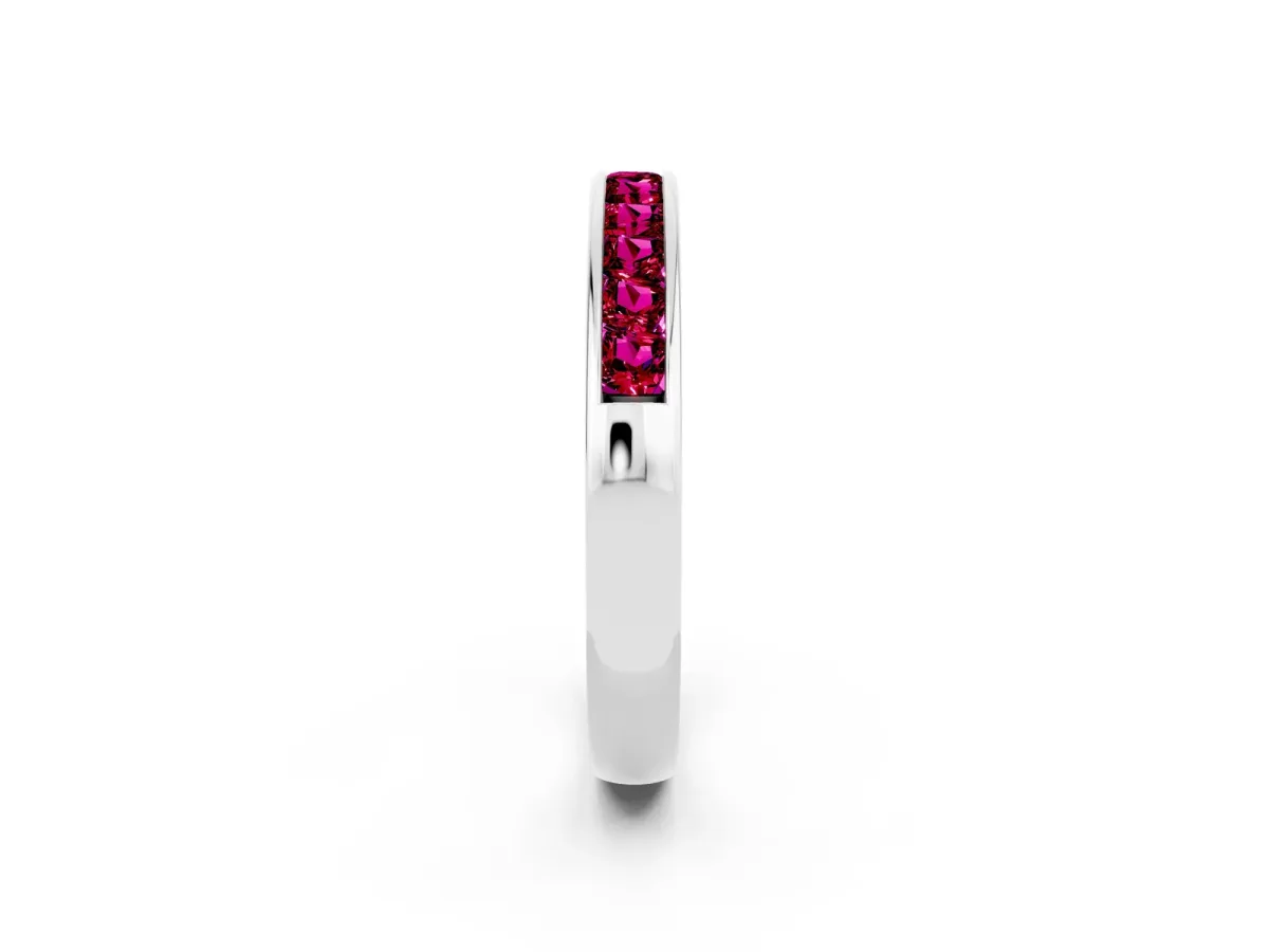 Channel Set Princess Cut Garnet Eternity Band Silver
