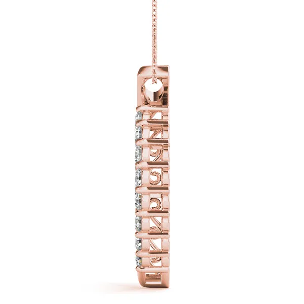 Round Diamond Prong Set Marquise Pendant Rose gold
