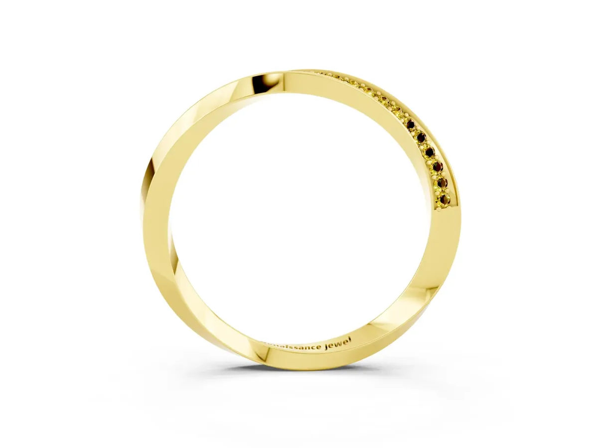 Pavé Round Yellow Sapphire Twist Band Yellow gold
