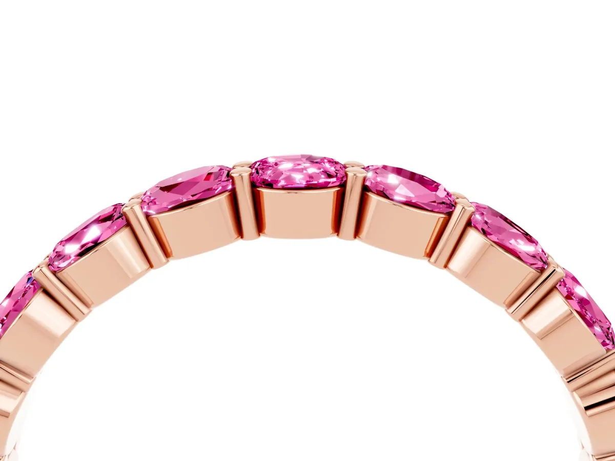 Round Pink Sapphire Eternity Band with U-Prong Setting Rose gold
