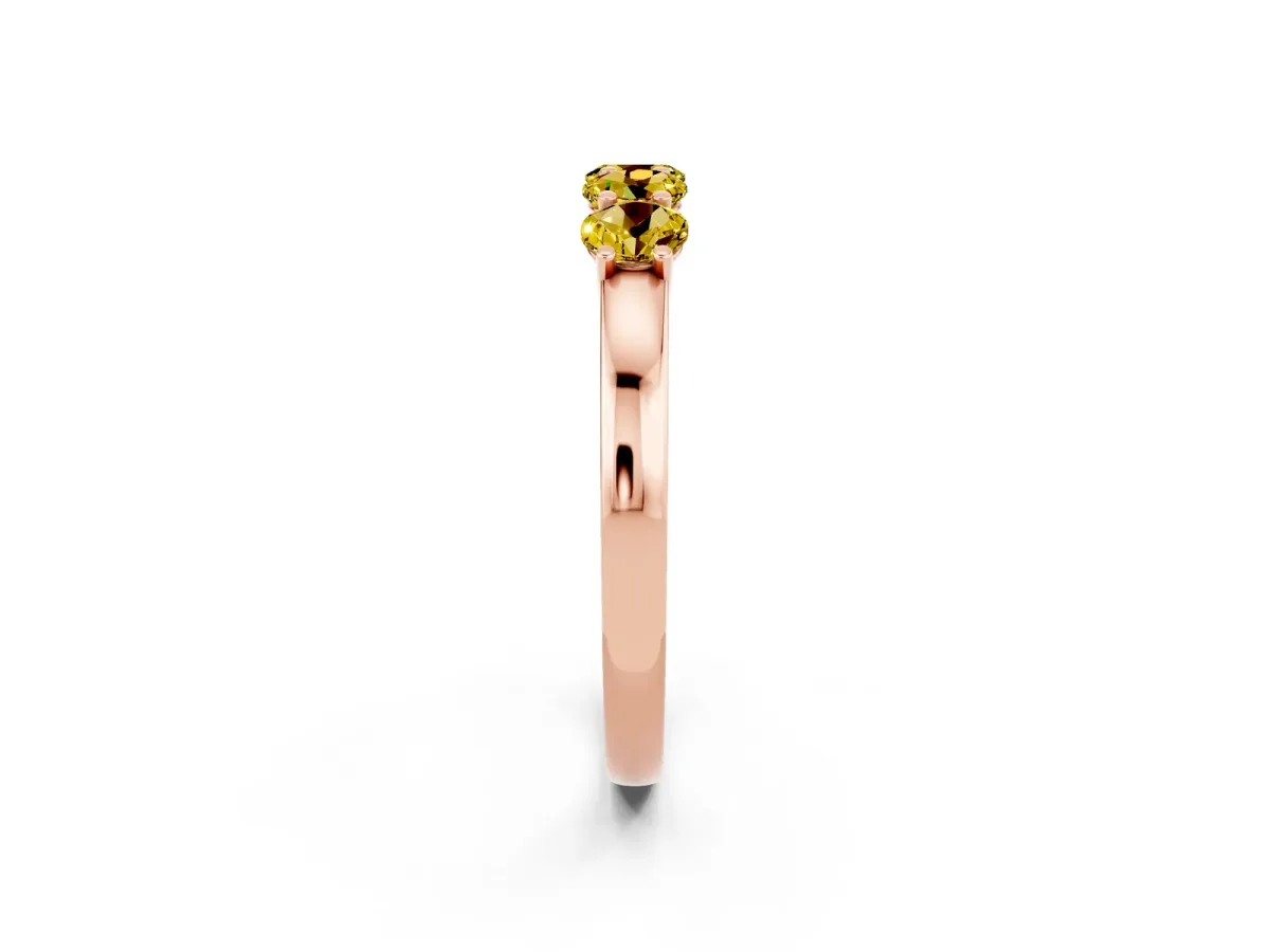 Four-Stone Round Yellow Sapphire Prong-Set Band Rose gold